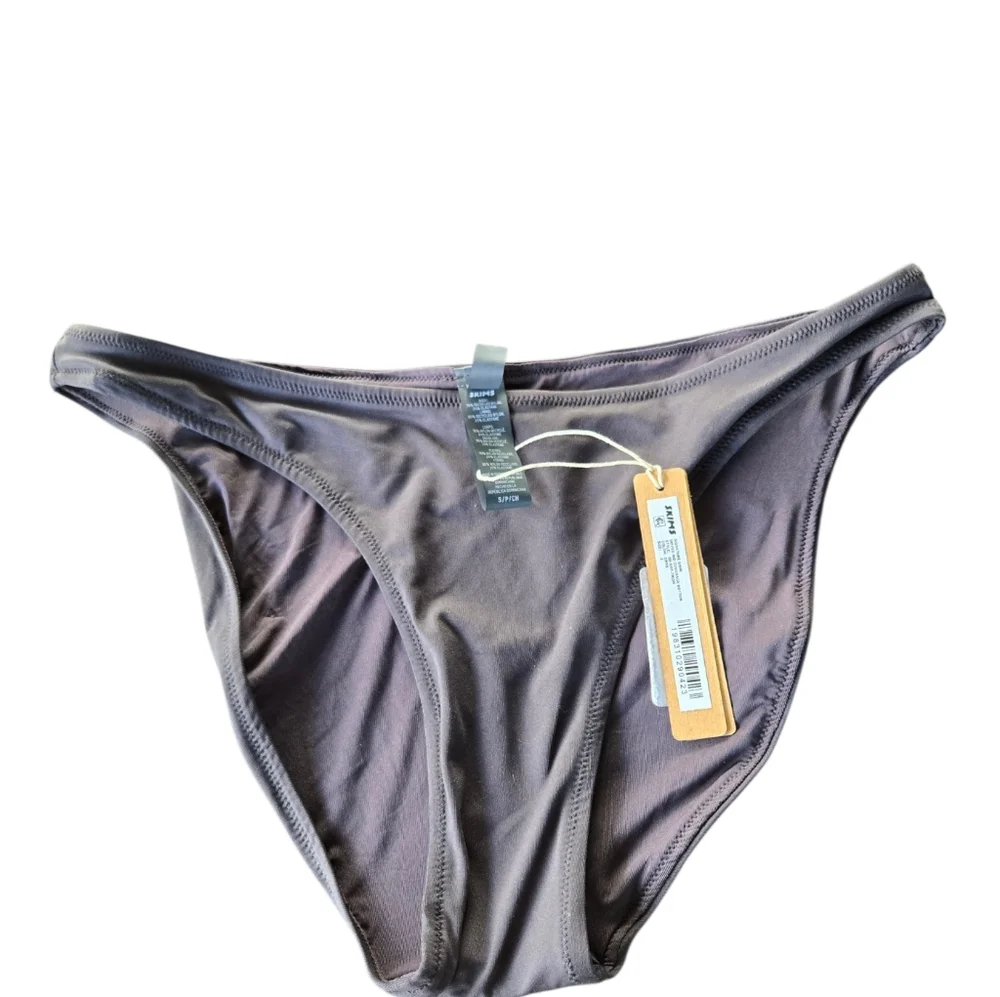 NWT SKIMS Signature Swim Dipped Bikini Bottom Onyx Black XS
